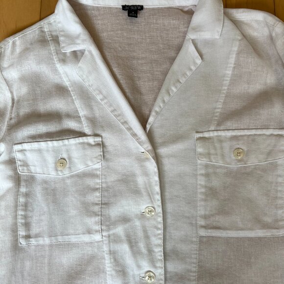 JCrew Linen/Cotton Woven Shirt White Size 8 - Picture 2 of 6